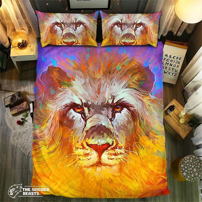 Watercolor Lion 3D Customized Duvet Cover Bedding Set
