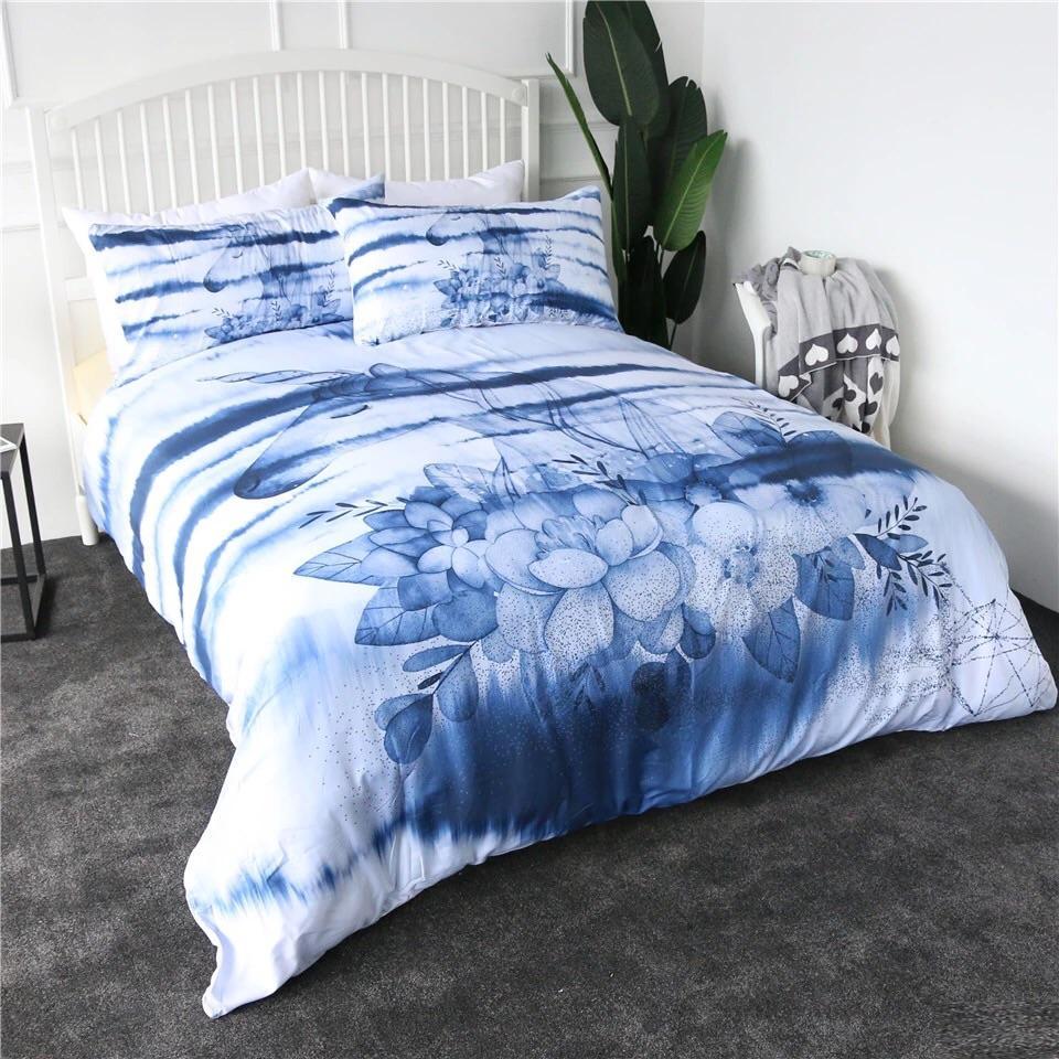 Watercolour Blue Unicorn 3D Customized Duvet Cover Bedding Set