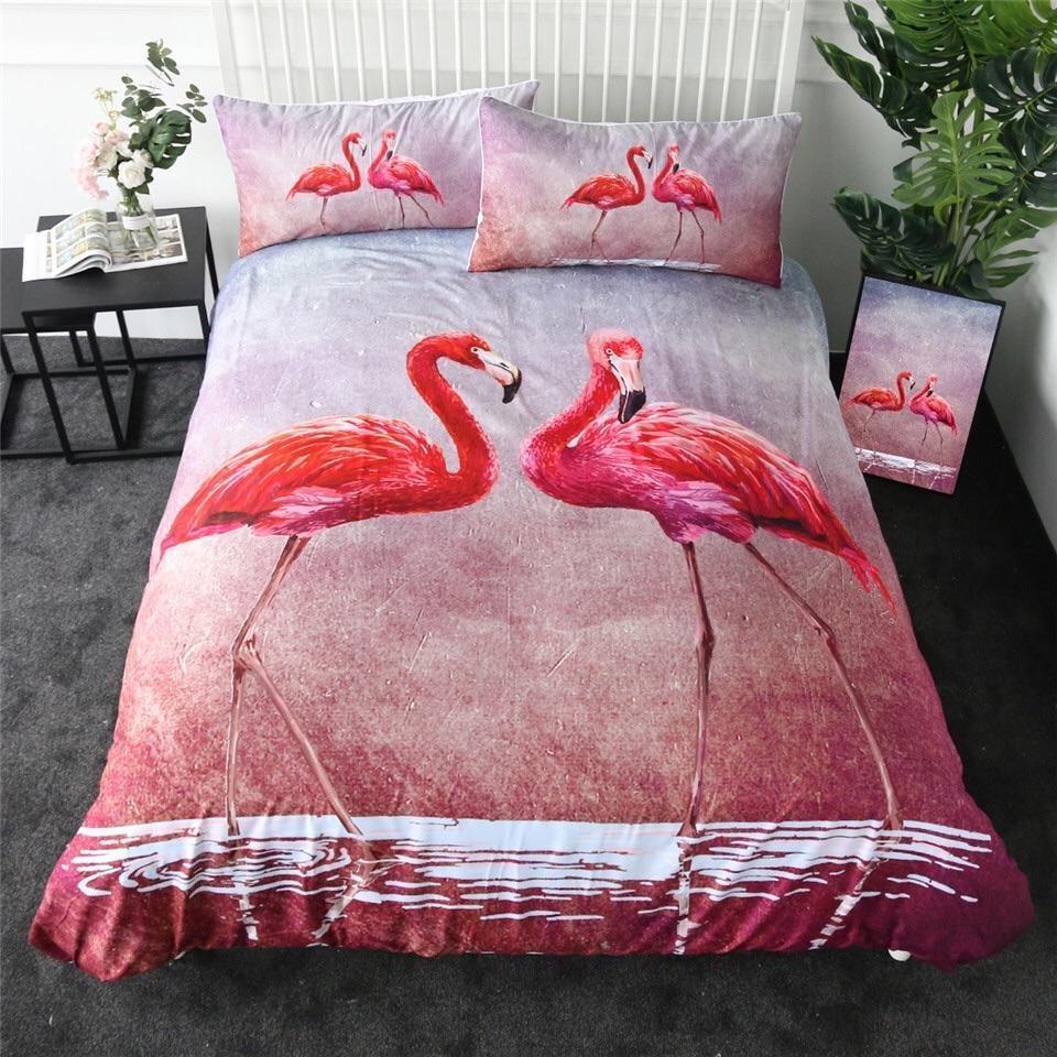 Watercolour Flamingo 3D Customized Duvet Cover Bedding Set