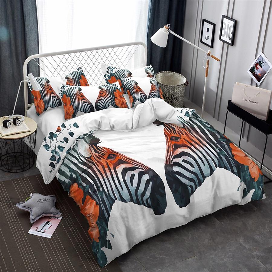 Watercolour Zebras 3D Customized Duvet Cover Bedding Set