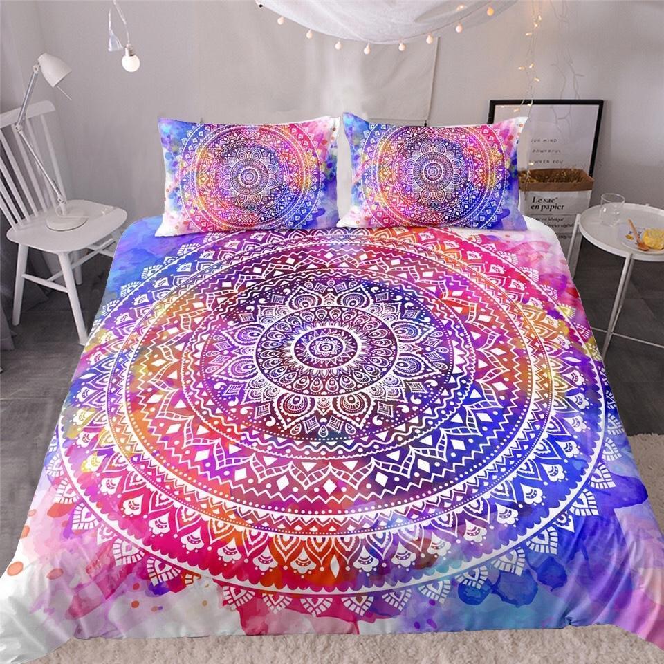 Watercolourplash Mandala 3D Customized Duvet Cover Bedding Set