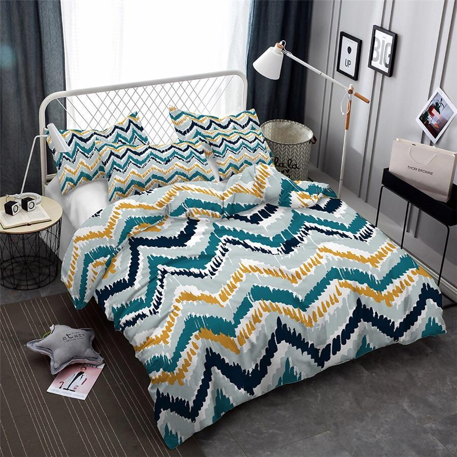 Wave Patterned 3D Customized Duvet Cover Bedding Set