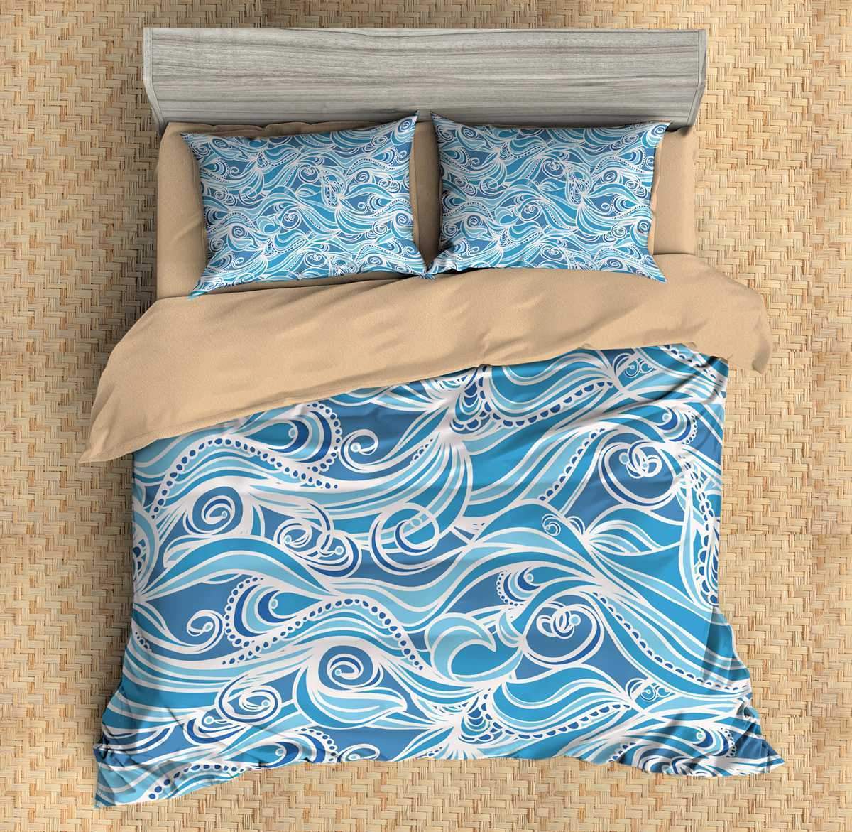 Waves 3D Customized Duvet Cover Bedding Set