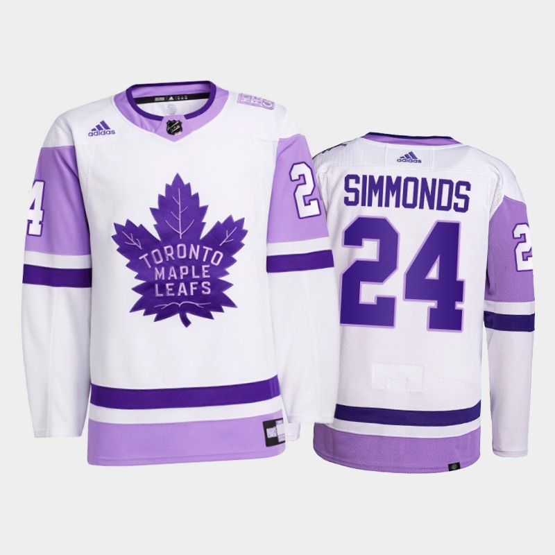 Wayne Simmonds #24 Toronto Maple Leafs 2021 FightsCancer White Primegreen Jersey