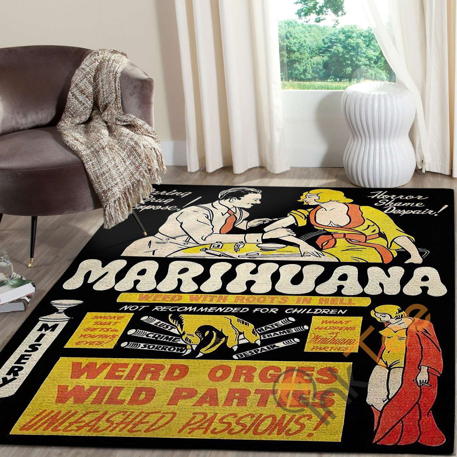 Wee Blue Coo Political DRectangle Rug Abuse Marijuana Weed Weird Rectangle Rug