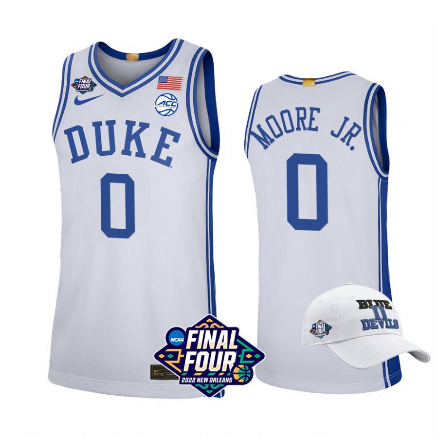 Wendell Moore Jr. Duke Blue Devils White Jersey 2022 March Madness Final Four Free Hat