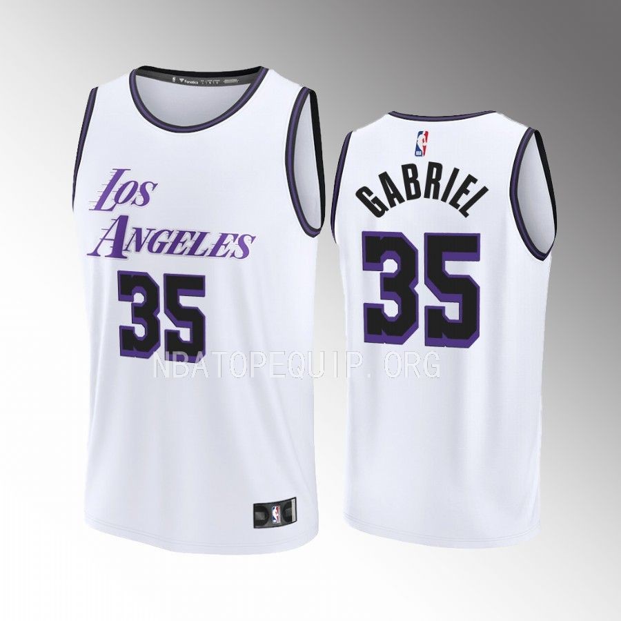 Wenyen Gabriel Lakers #35 White Jersey Fast Break Fastbreak 2022-23 City Edition