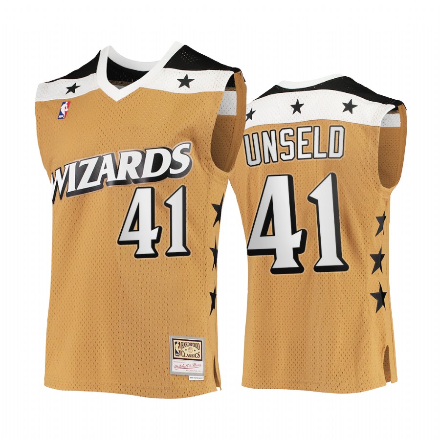 Wes Unseld 41 Washington Bullets Rare Vintage Gold Jersey HWC Stars