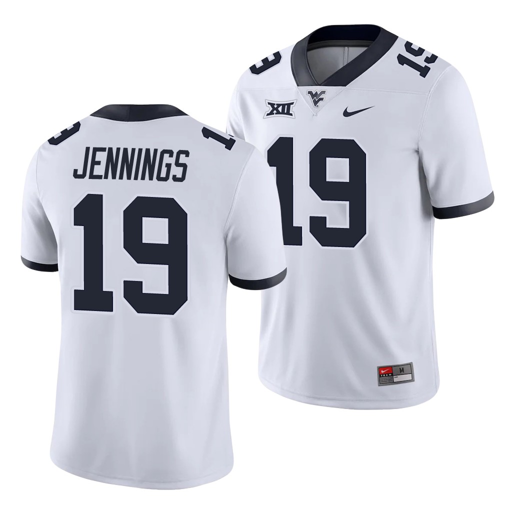 West Virginia Mountaineers Ali Jennings White Game Men's College Jersey