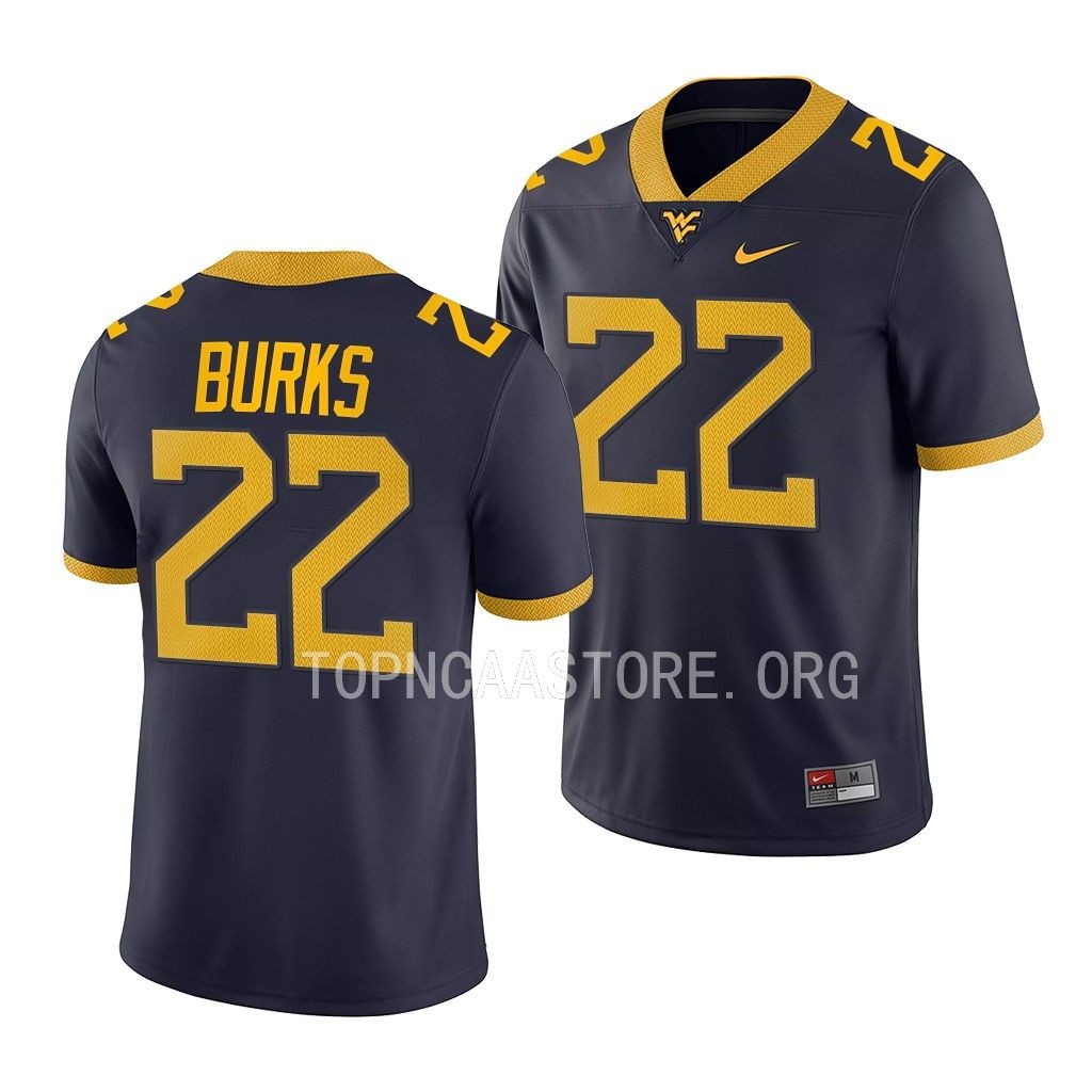 West Virginia Mountaineers Aubrey Burks College Jersey #22 Navy Game Uniform