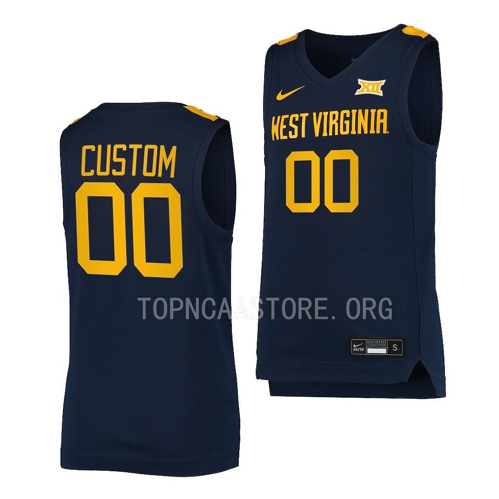 West Virginia Mountaineers Custom College uniform Navy #00 Jersey 2022-23