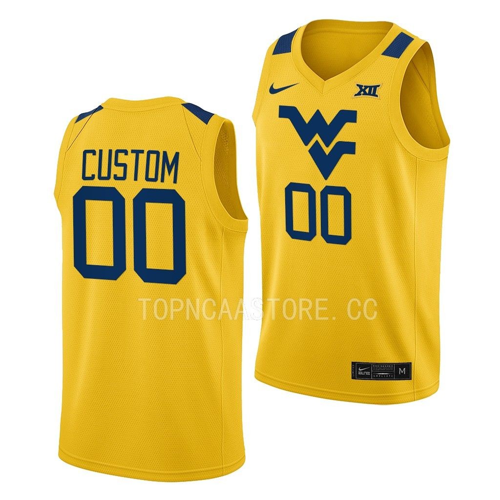 West Virginia Mountaineers Custom Gold #00 Jersey 2022-23 Alternate