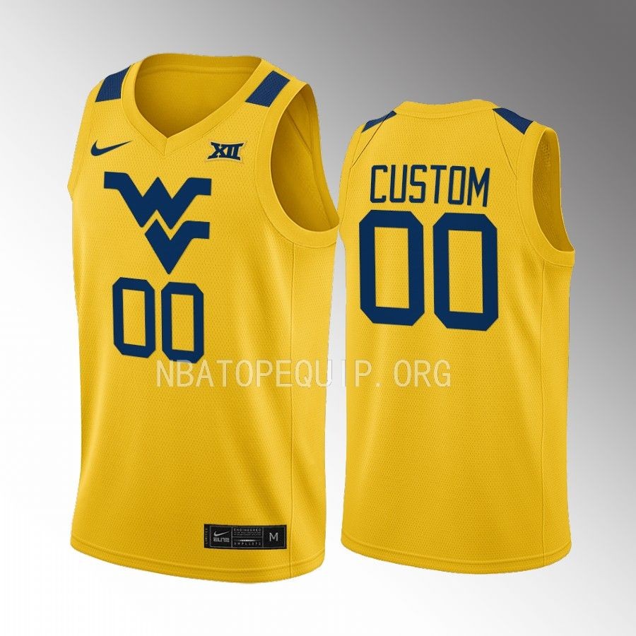 West Virginia Mountaineers Custom Jersey 2022-23 Alternate Gold Uniform