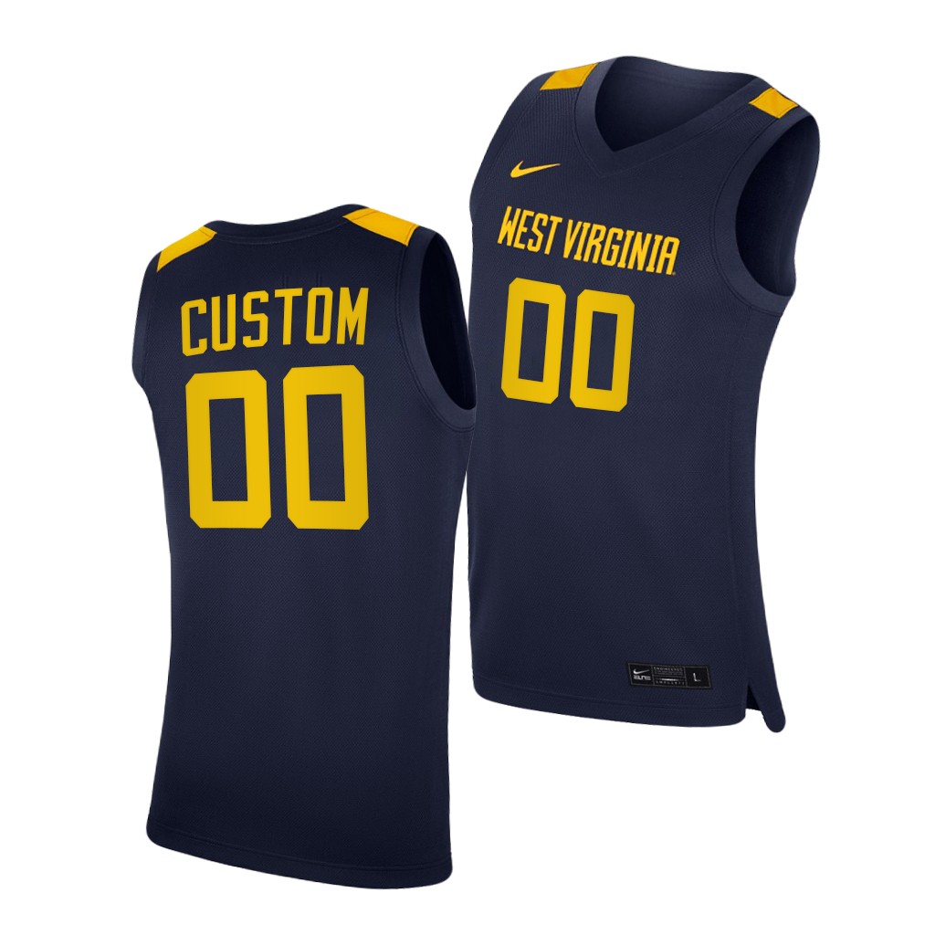 West Virginia Mountaineers Custom Navy 2020-21 College Jersey Men