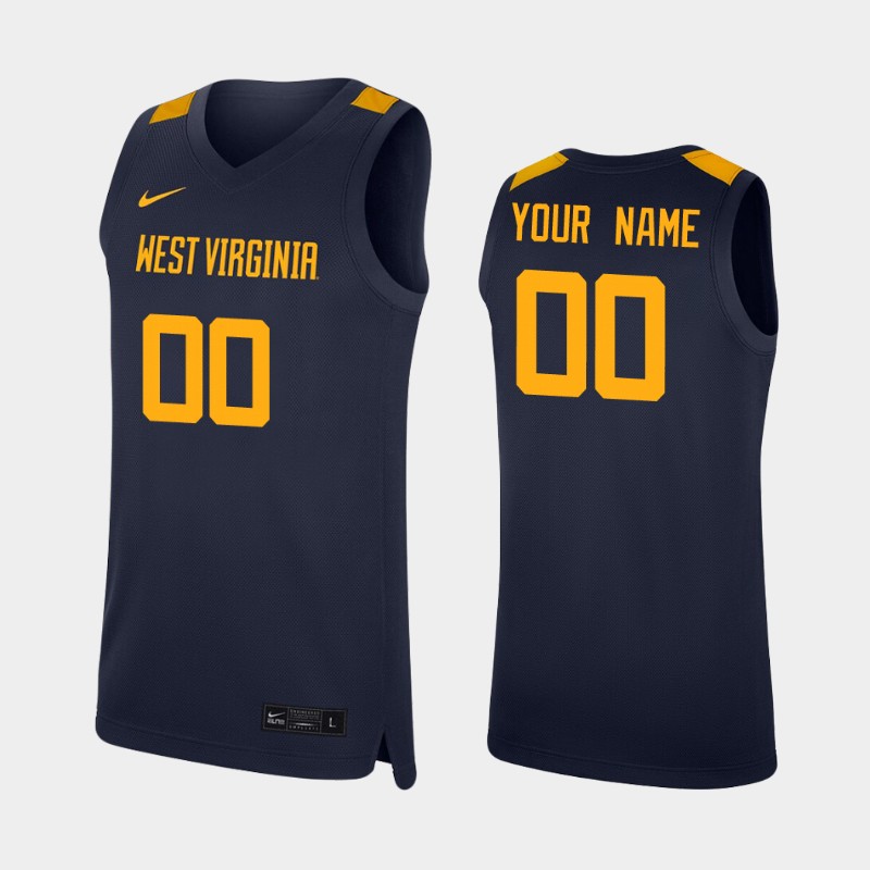 West Virginia Mountaineers Custom Navy Men's College Jersey