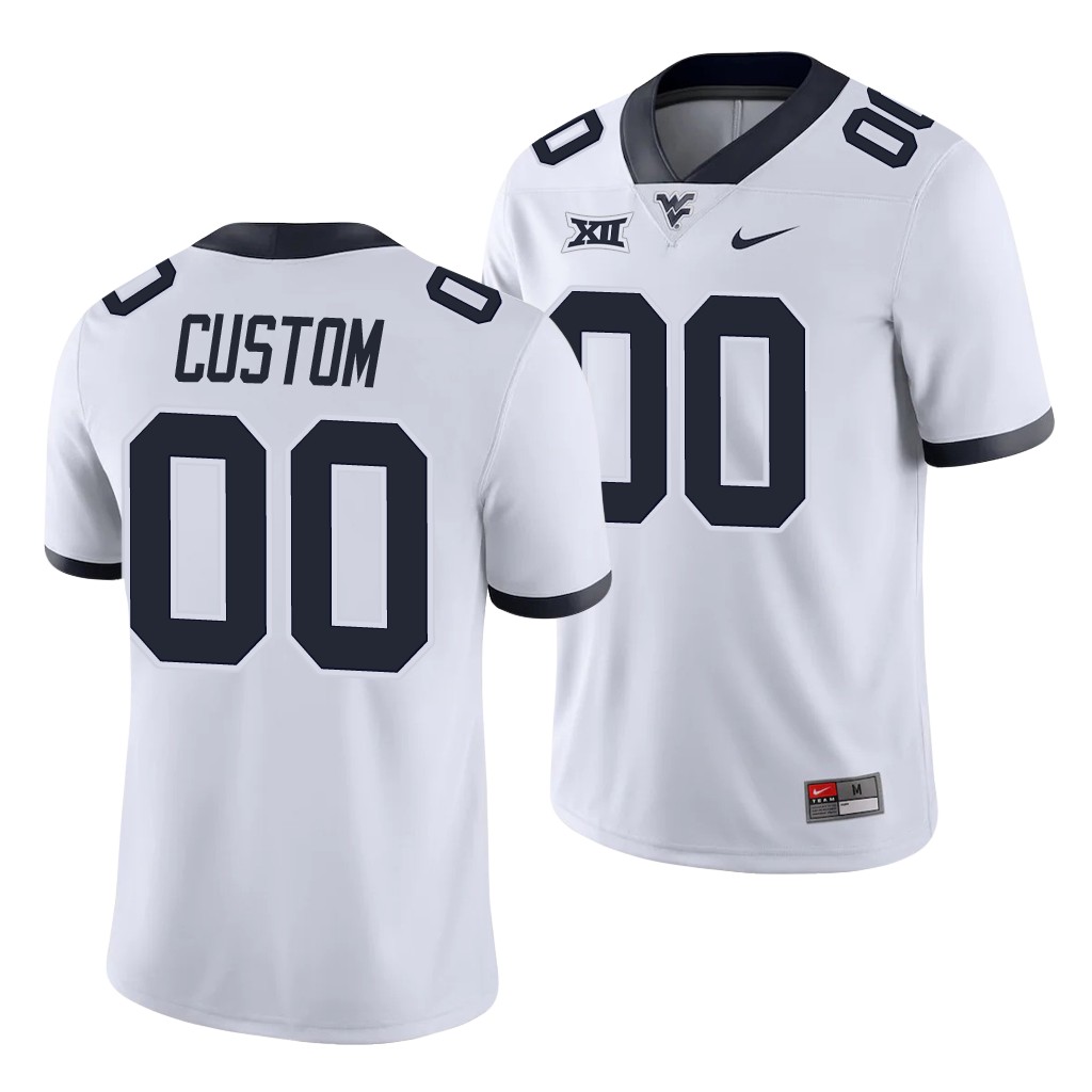 West Virginia Mountaineers Custom White Game Men's College Jersey