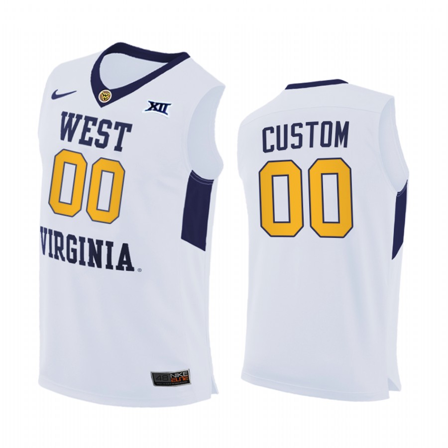 West Virginia Mountaineers Custom White Home 2020-21 Jersey