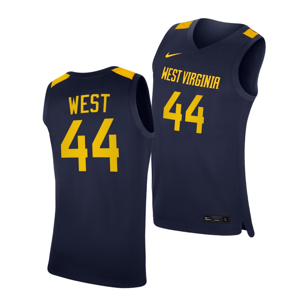 West Virginia Mountaineers Jerry West Navy College Jersey Men