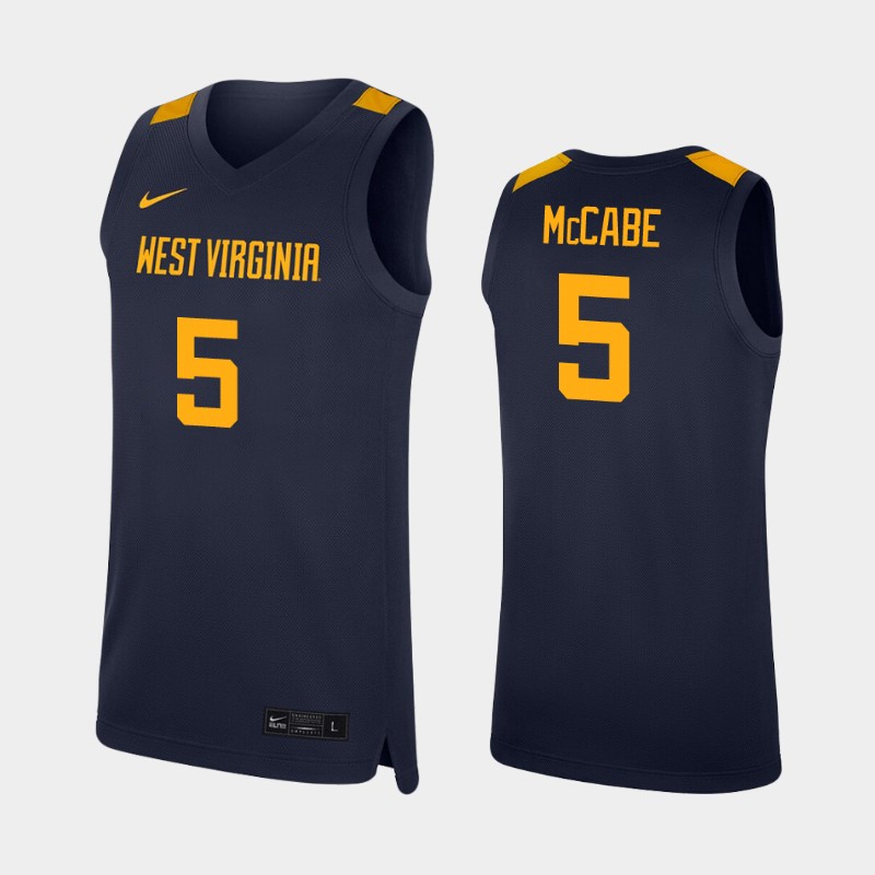 West Virginia Mountaineers Jordan McCabe Navy Men's College Jersey