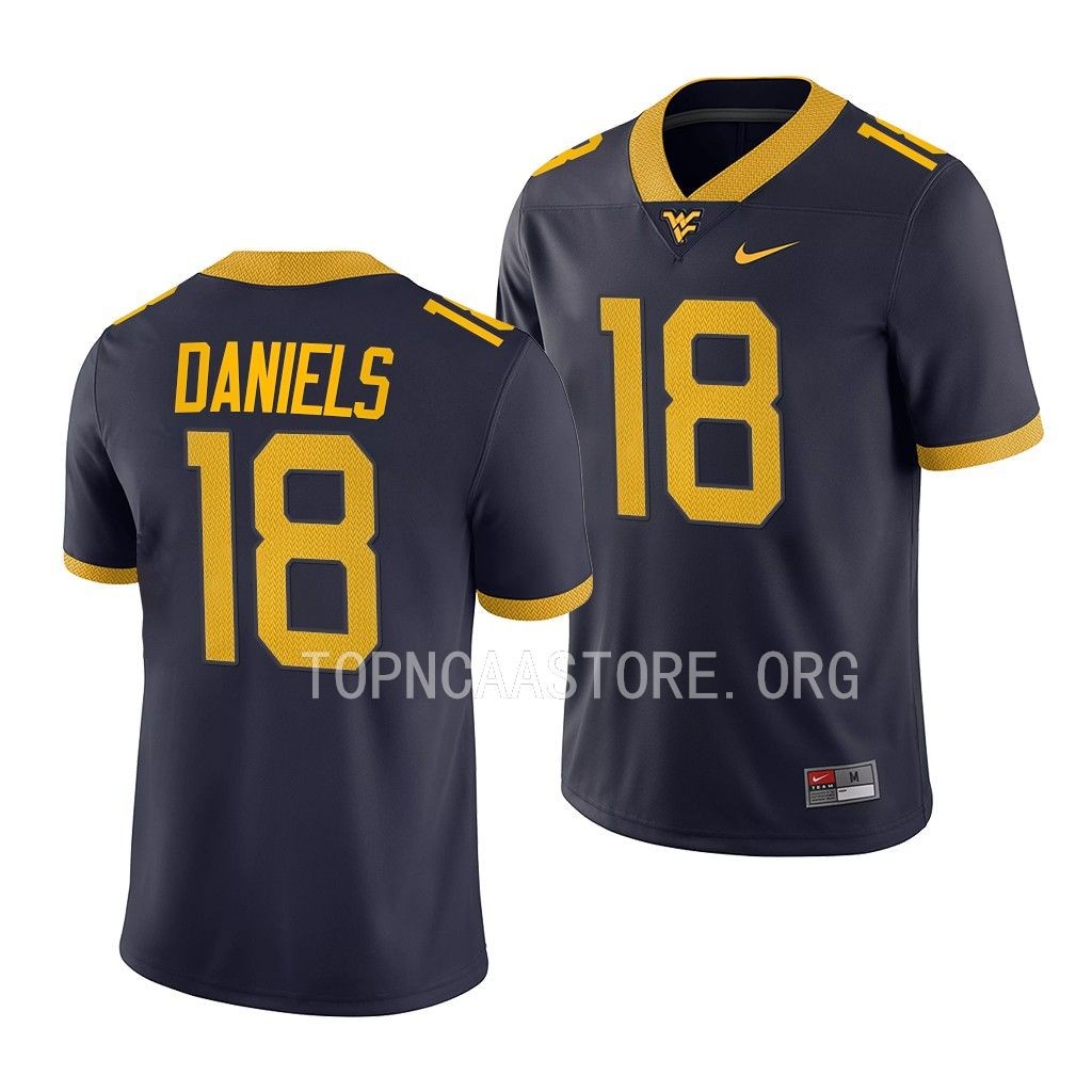 West Virginia Mountaineers JT Daniels College Jersey #18 Navy Game Uniform