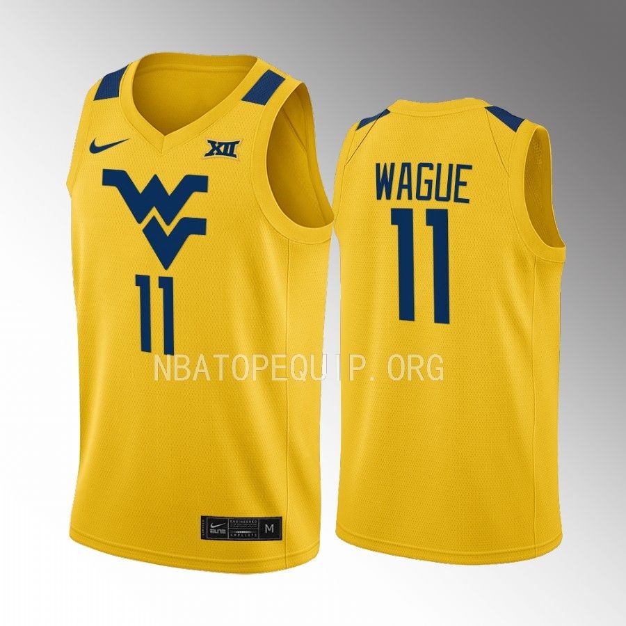 West Virginia Mountaineers Mohamed Wague Jersey 2022-23 Alternate Gold Uniform