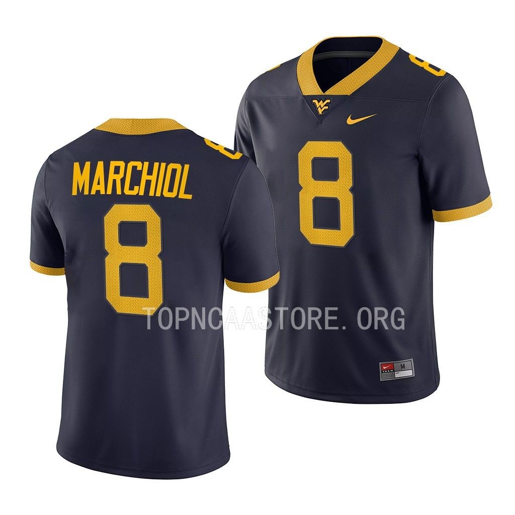 West Virginia Mountaineers Nicco Marchiol College Jersey #8 Navy Game Uniform