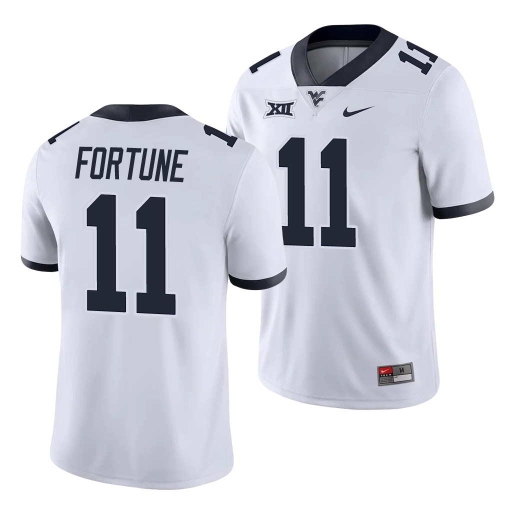 West Virginia Mountaineers Nicktroy Fortune White Game Men's College Jersey