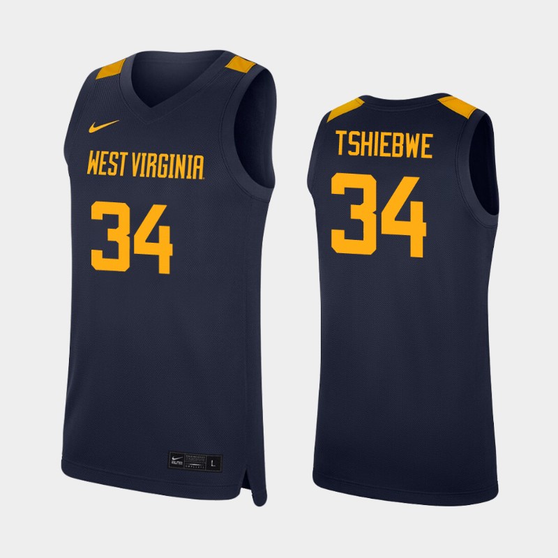 West Virginia Mountaineers Oscar Tshiebwe Navy Men's College Jersey