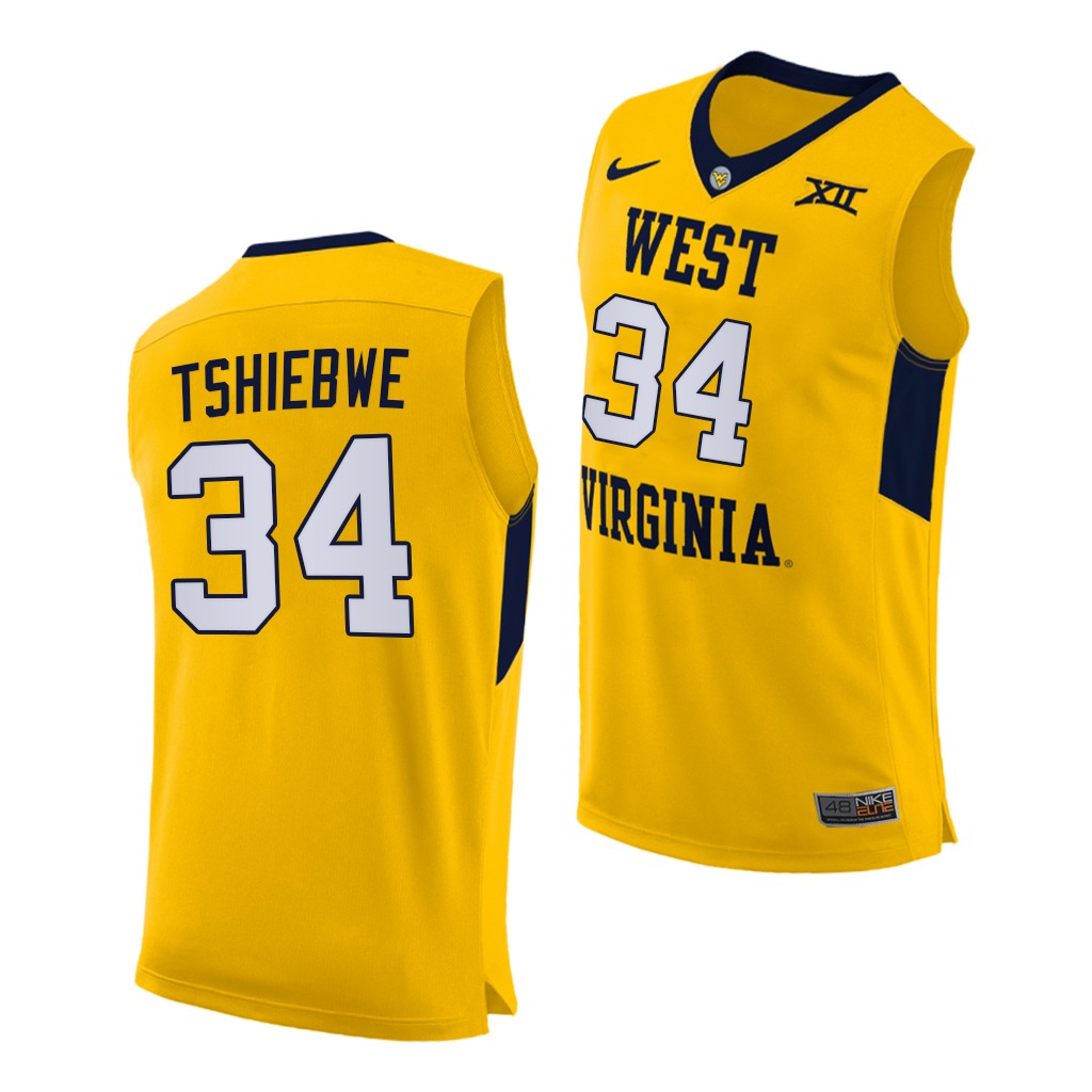 West Virginia Mountaineers Oscar Tshiebwe Yellow 2020-21 Alternate Jersey Men