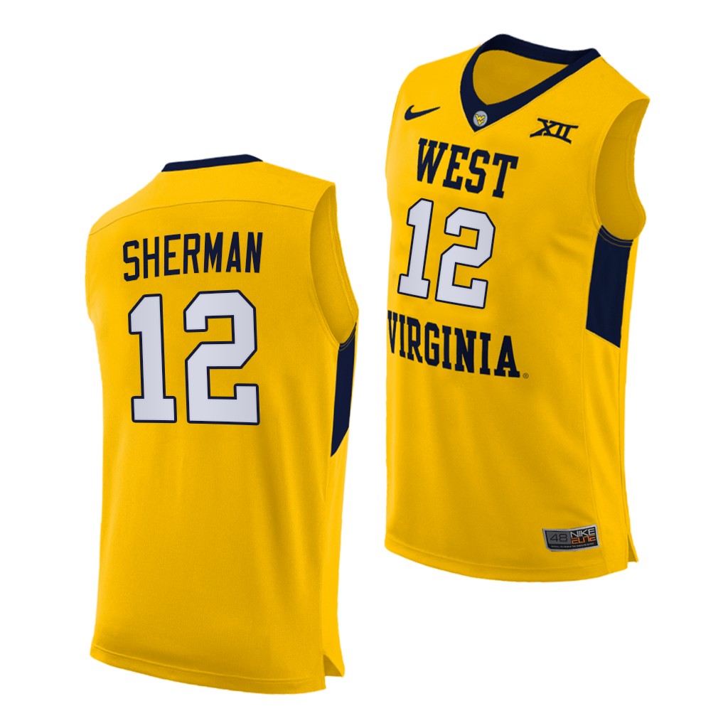 West Virginia Mountaineers Taz Sherman Yellow 2020-21 Alternate Jersey Men