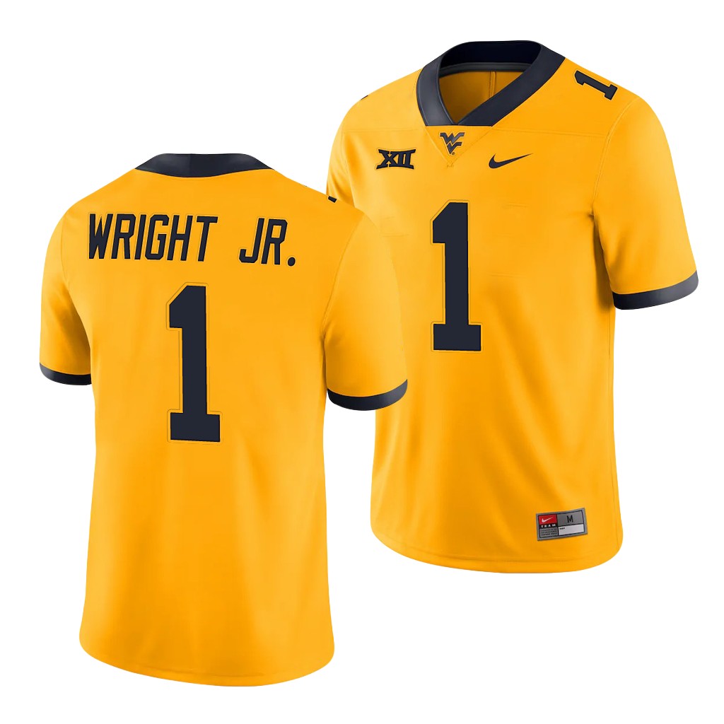 West Virginia Mountaineers Winston Wright Jr. 1 Gold Throwback Alternate Game Jersey Men's