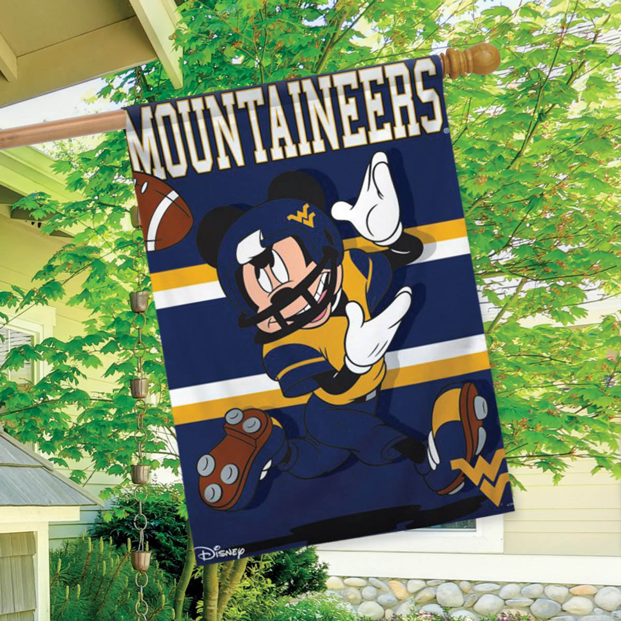 West Virginia University Mountaineers NCAA Mickey Mouse Garden Flag, House Flag