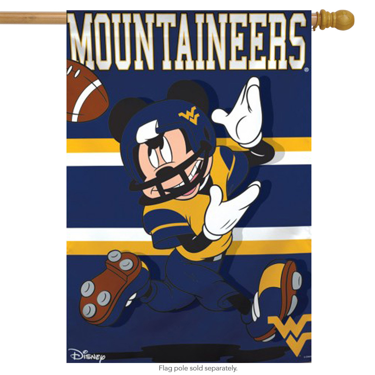 West Virginia University Mountaineers NCAA Mickey Mouse Garden Flag, House Flag