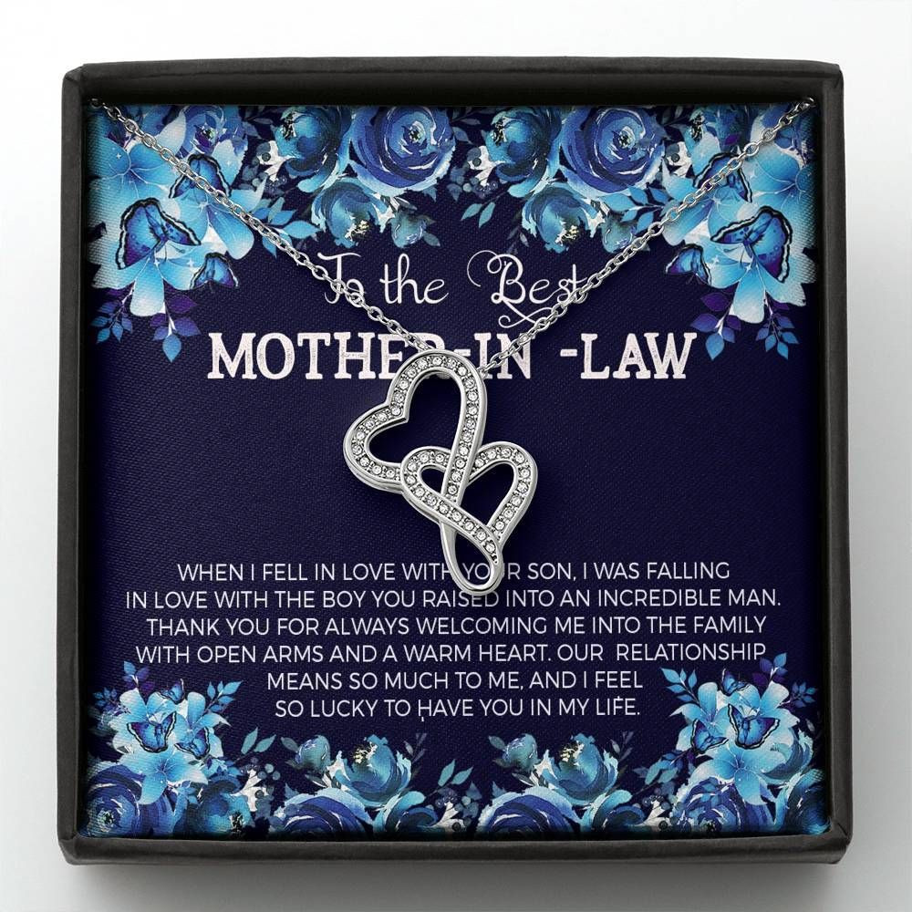 When I Fell In Love With You Double Hearts Necklace Gift For Mother In Law