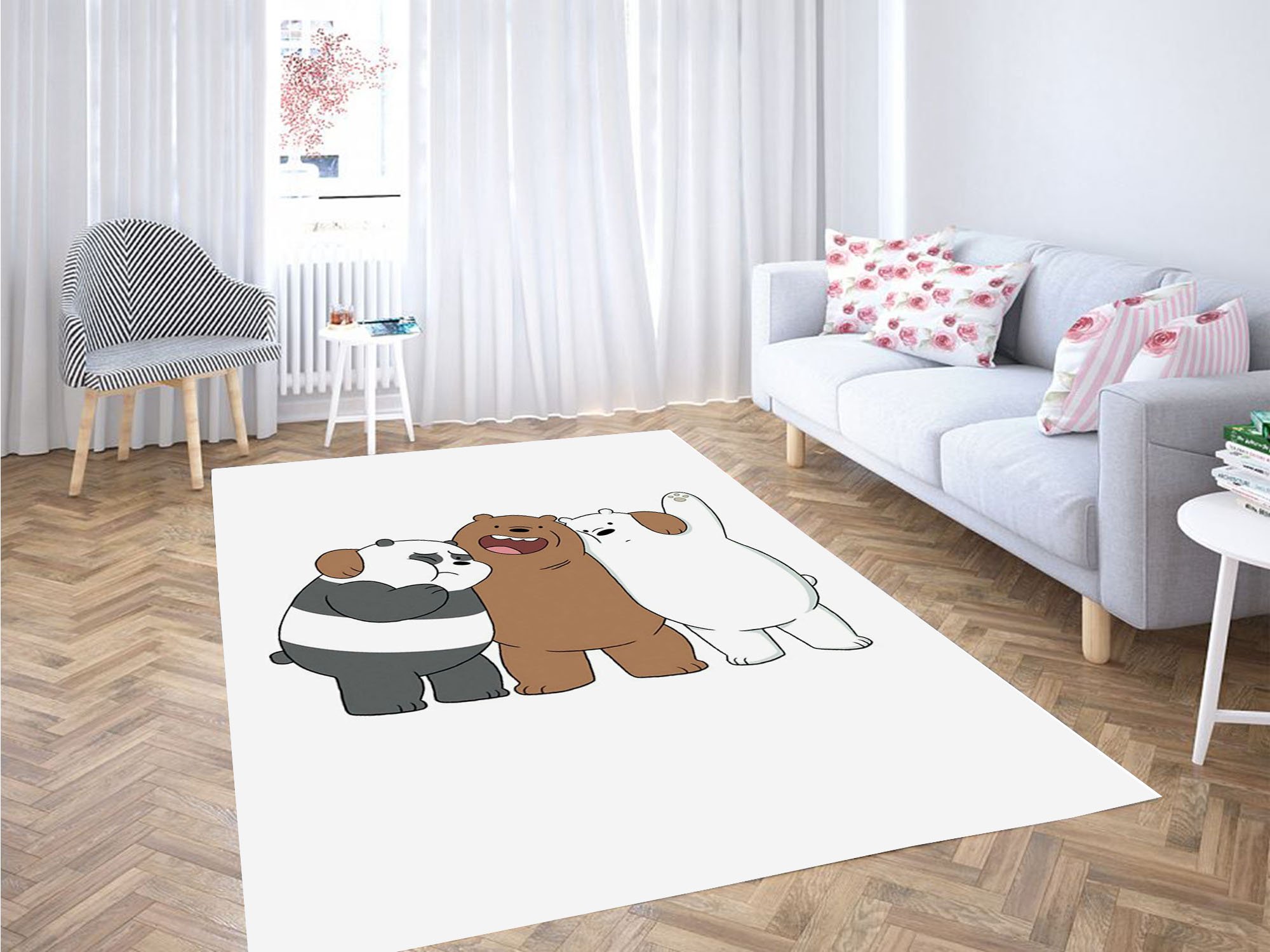 White Bear Panda Carpet Rectangle Rug
