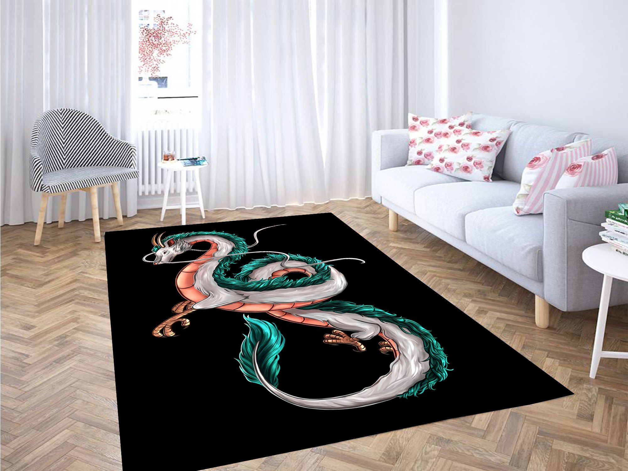 White Dragon Haku Carpet Rectangle Rug