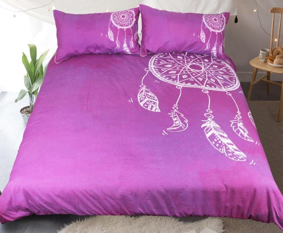 White Dreamcatcher Purple Background Art Hop 3D Customized Duvet Cover Bedding Set