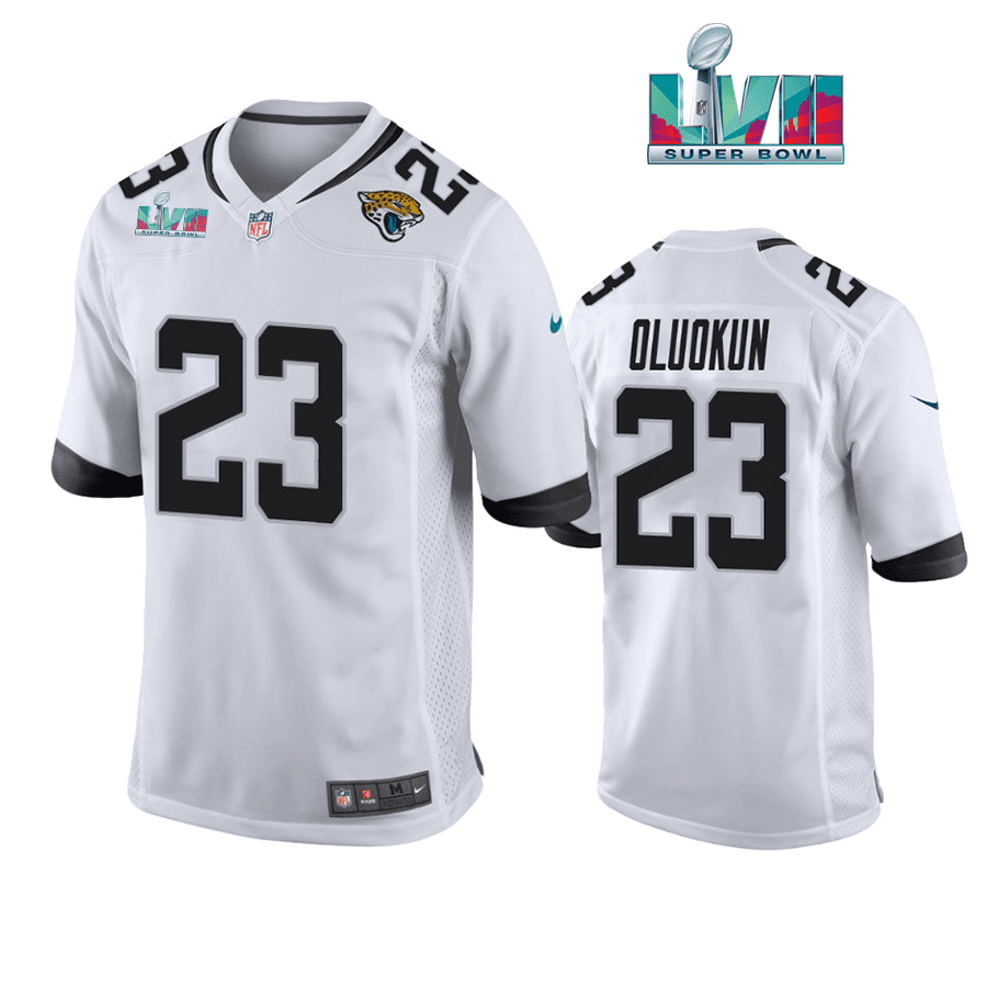 White Foyesade Oluokun 23 Jacksonville Jaguars Super Bowl LVII Super Bowl LVII White Men Game Stitched Jersey- White
