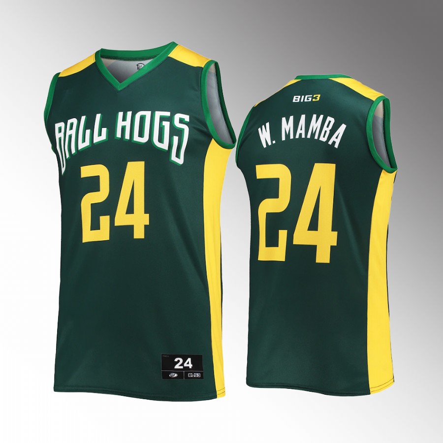 White Mamba BIG 3 Ball Hogs Jersey #24 Green Uniform