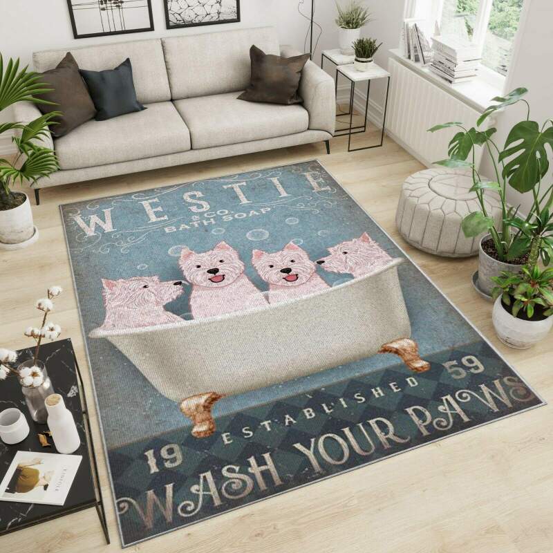 White Snake Area Rectangle Rug