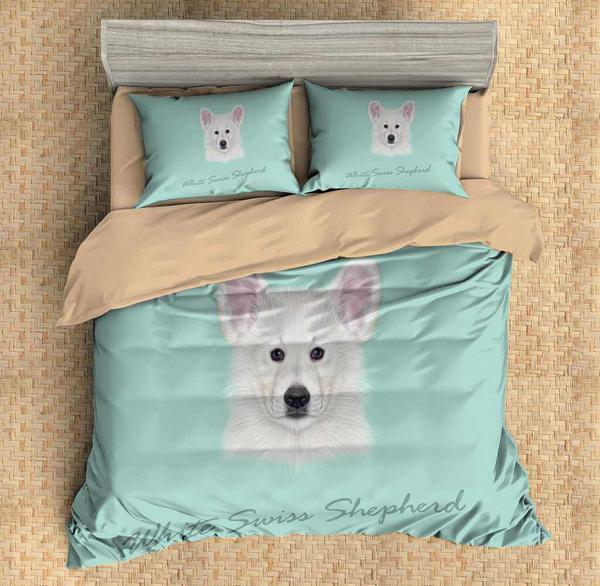 White Swiss Shepherd 3D Customized Duvet Cover Bedding Set