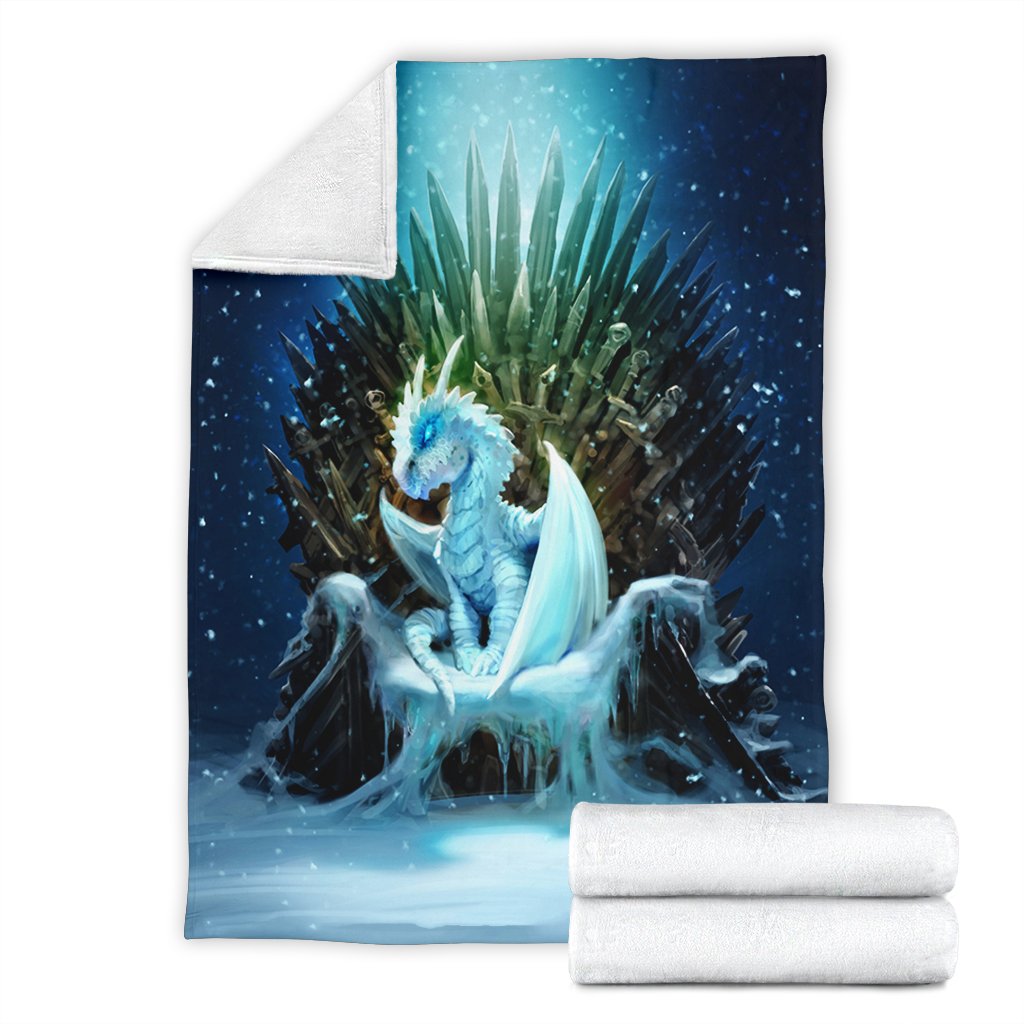 White Walker Ice Dragon Sherpa Blanket Cozy Blanket Fleece Blanket