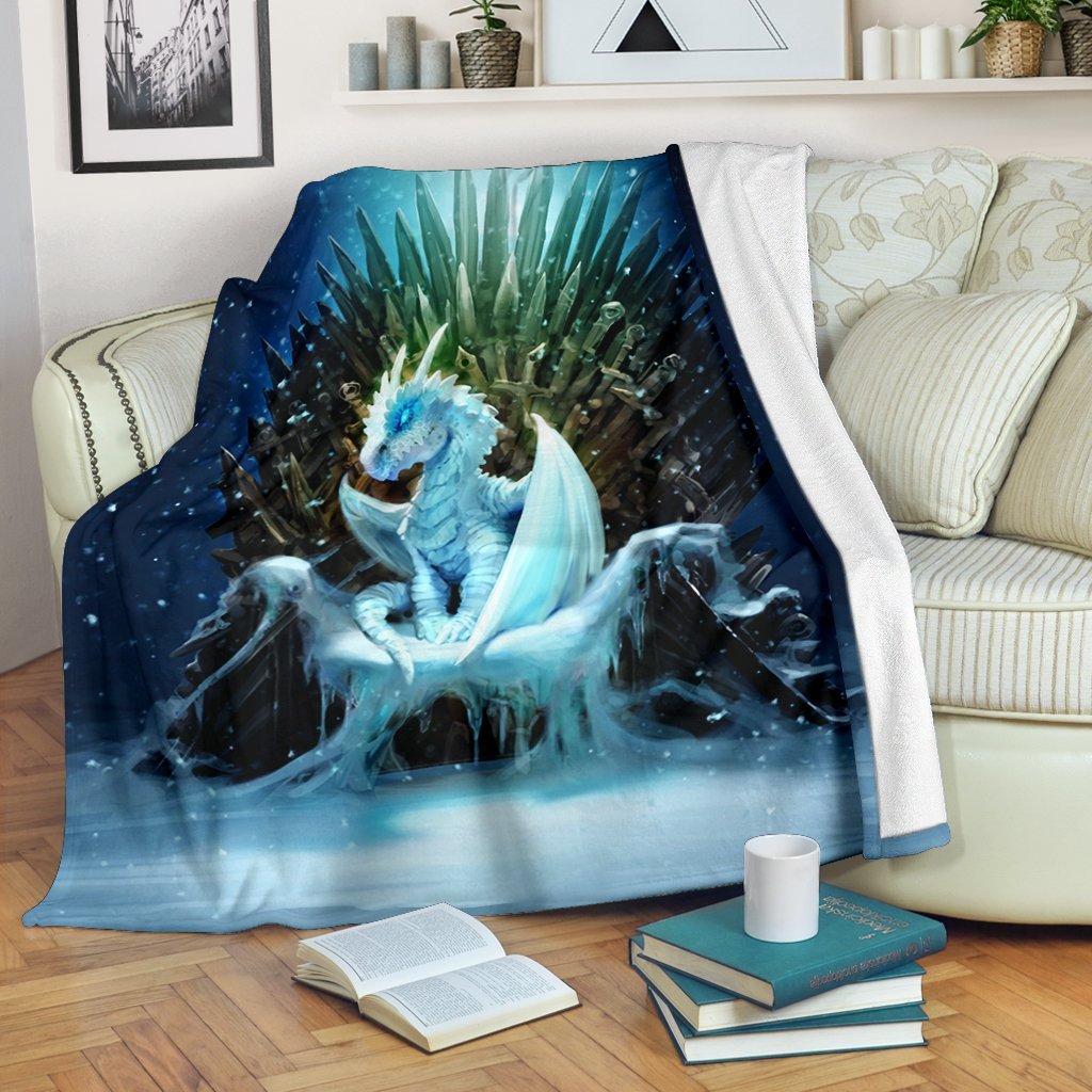 White Walker Ice Dragon Sherpa Blanket Cozy Blanket Fleece Blanket