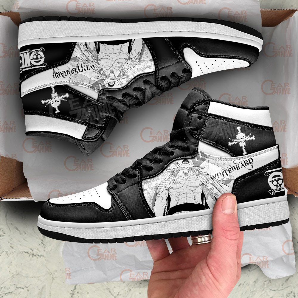 Whitebeard JD1s Sneakers One Piece Shoes Manga Style, Air Jordan Hightop