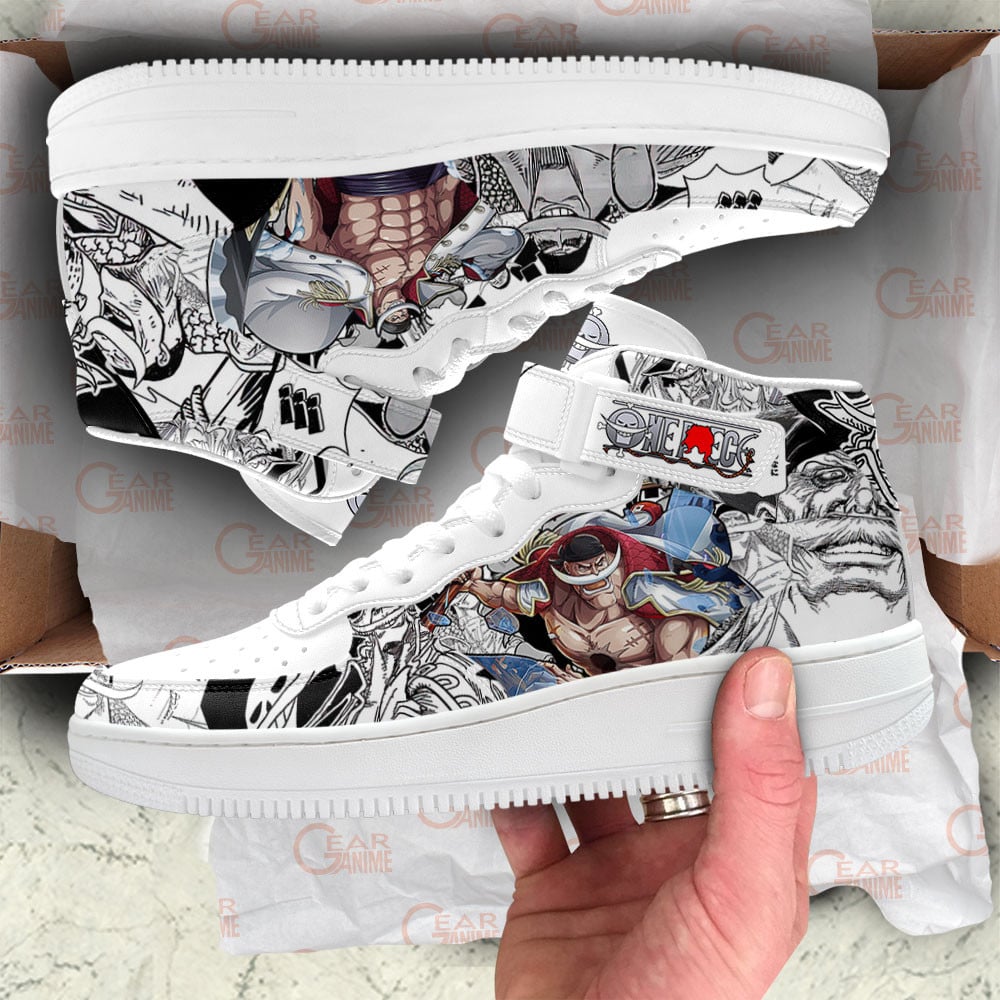Whitebeard Sneakers Air Mid One Piece Custom Anime Shoes Mix Manga