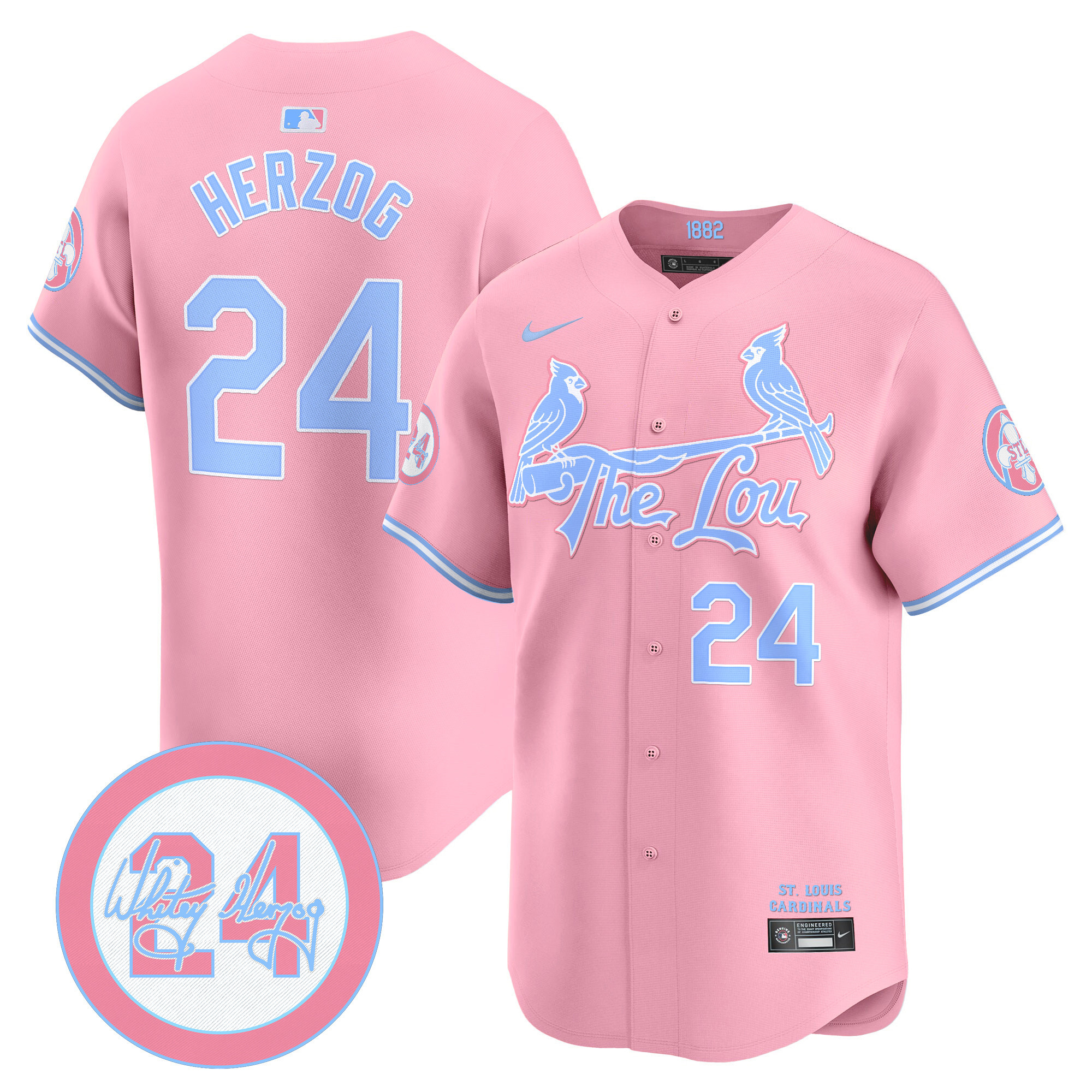 Whitey HerzogUnisex St. Louis Cardinals Bubblegum Pink Vapor Premier Limited Pink Jersey - All Stitched