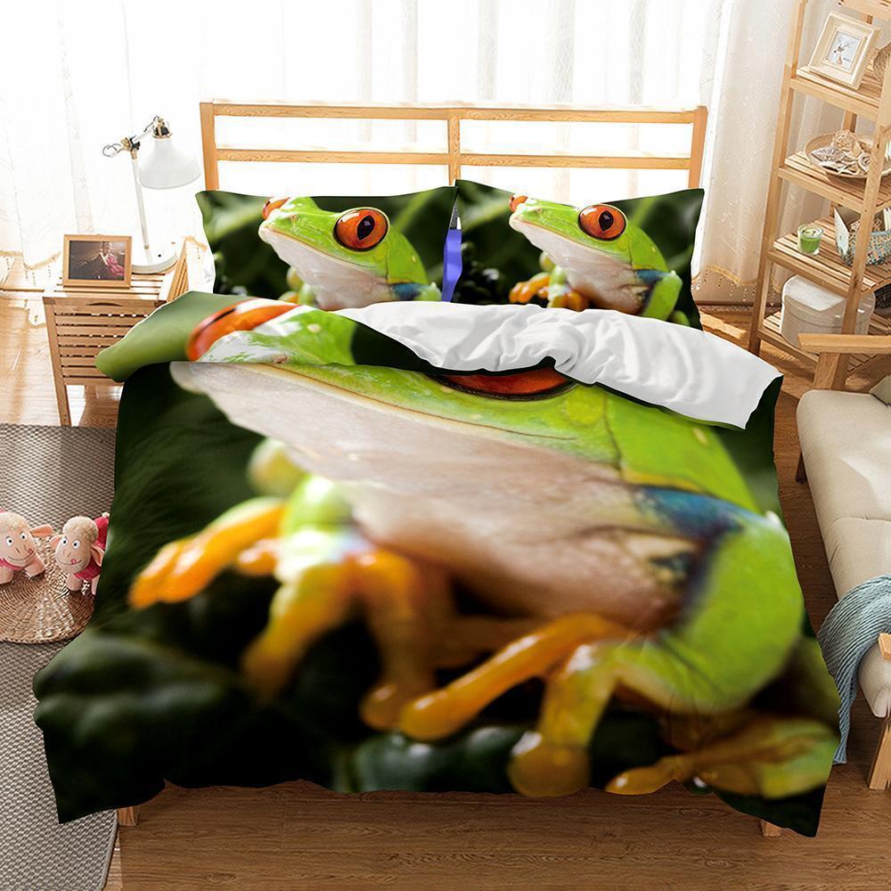 Wholesale -3D Animal Frog Printed Duvet Cover Bedding Set