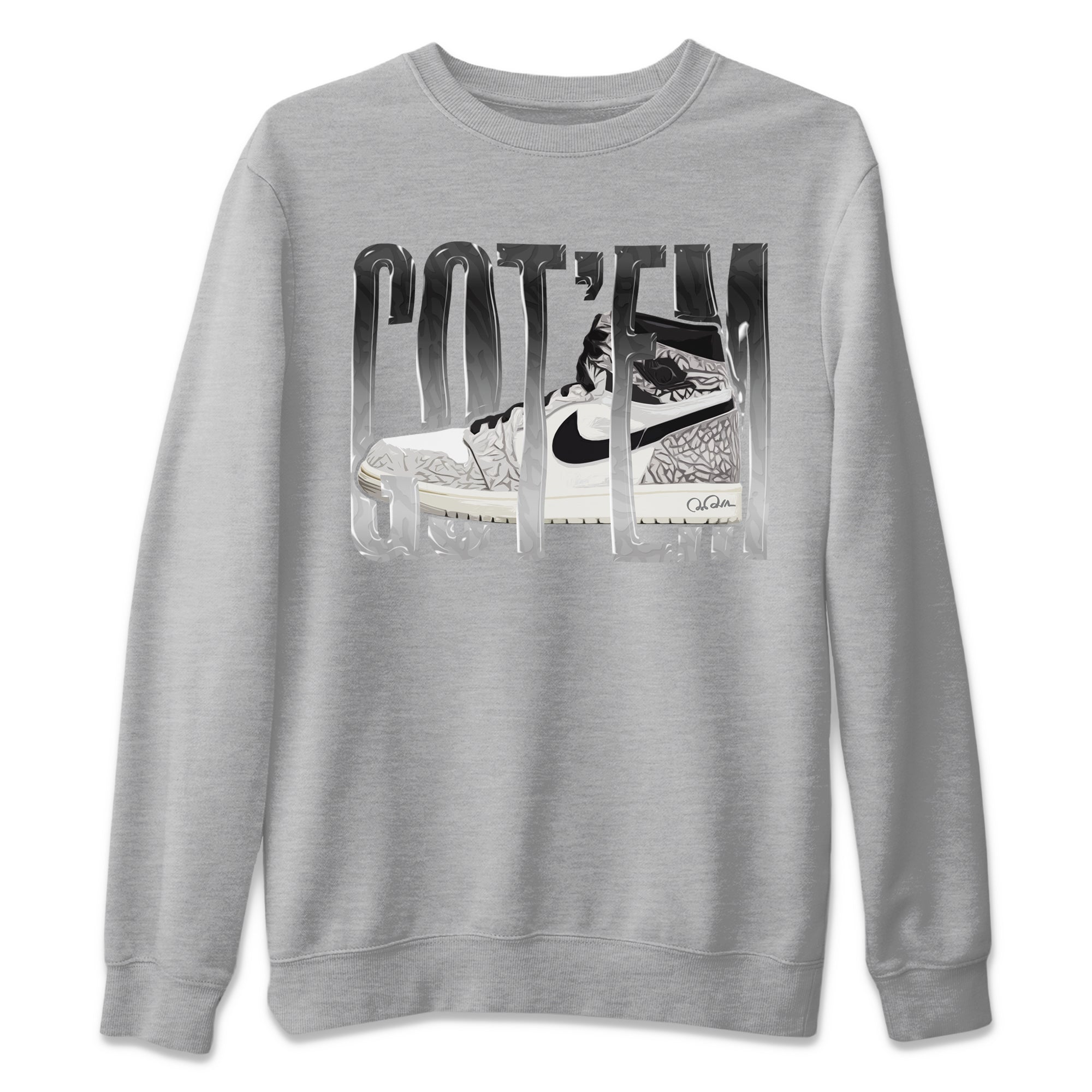 Wiggling Gotem Unisex Sweater – Air Jordan 1 High White Cement, Sneakers Matching Sweater