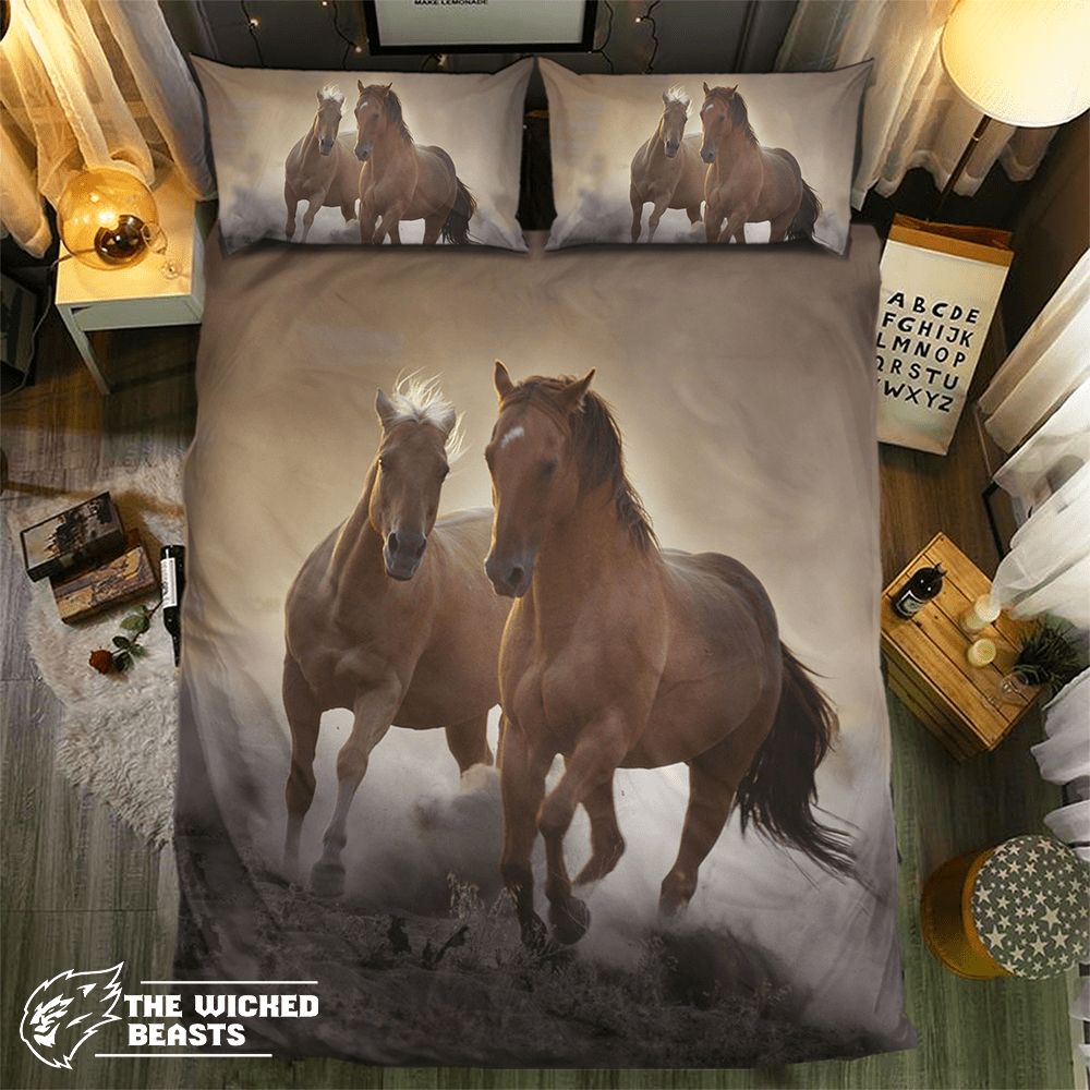 Wild Horse Race 3D Customized Duvet Cover Bedding Set