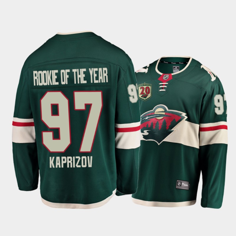 Wild Kirill Kaprizov #97 Calder Trophy 2021 Rookie of the year Green Jersey